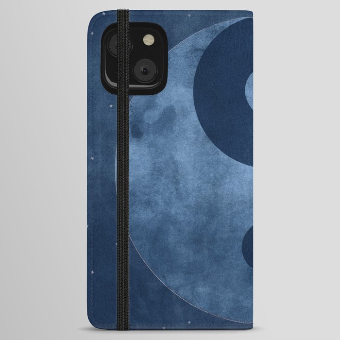 Yin and Yang Symbol Dark Blue Grunge iPhone Wallet Case
