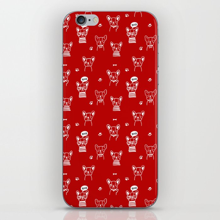Red and White Hand Drawn Dog Puppy Pattern iPhone Skin