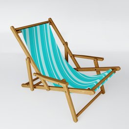 [ Thumbnail: Turquoise & Dark Turquoise Colored Stripes Pattern Sling Chair ]