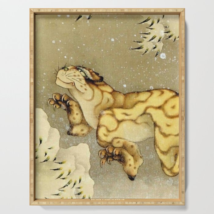 Hokusai, Tiger in the snow Serving Tray