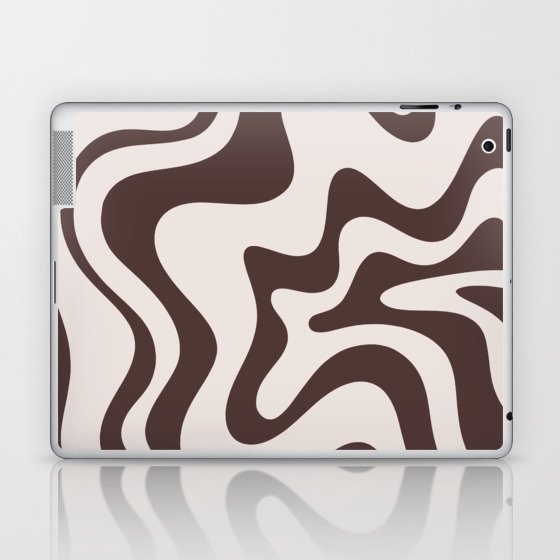 Retro Liquid Swirl Abstract Pattern in Brown Laptop & iPad Skin