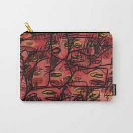 *ABSTRACT_A Carry-All Pouch | Faces, Fun, Modern, Grunge, Yellow, Trendy, Warmtones, Marker, Digital, Drawing 