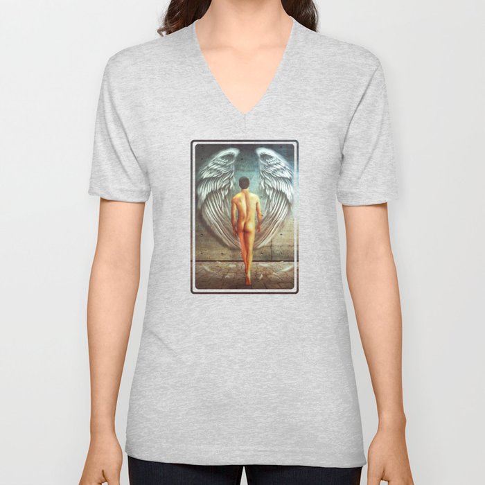 Angel Without The Wings  V Neck T Shirt