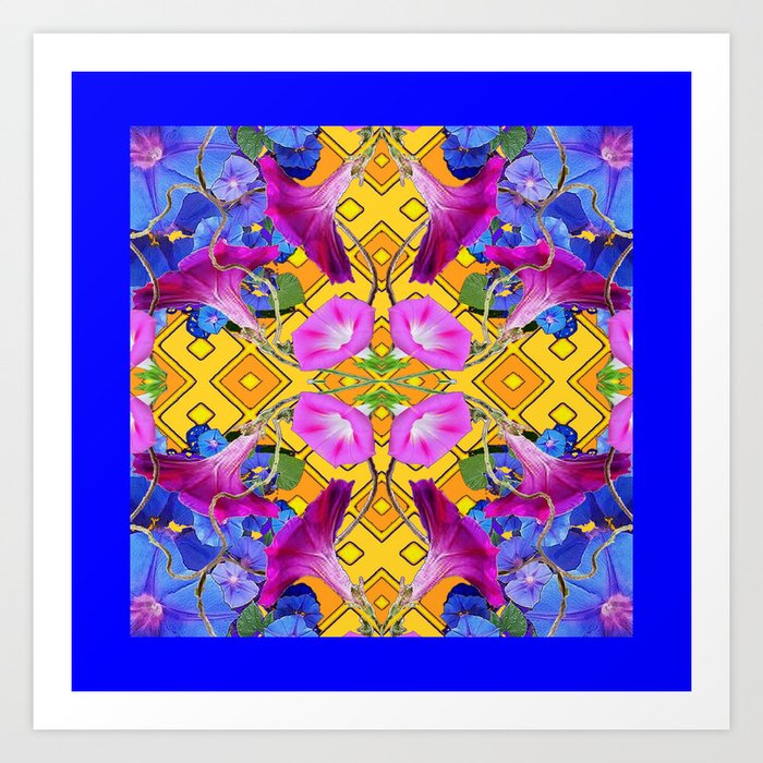 Contemporary  Pink, Blue, Purple Color Floral Art Print
