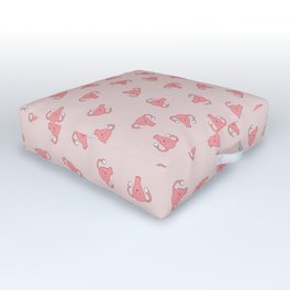 Crazy Happy Uterus in Pink, small repeat Outdoor Floor Cushion