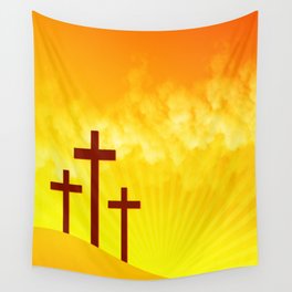 Crucifixion of Jesus Christ Sunset Wall Tapestry