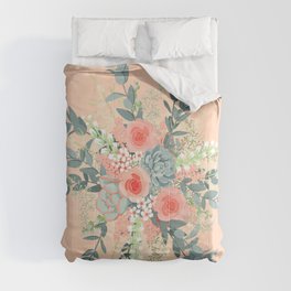 Peach floral Comforter
