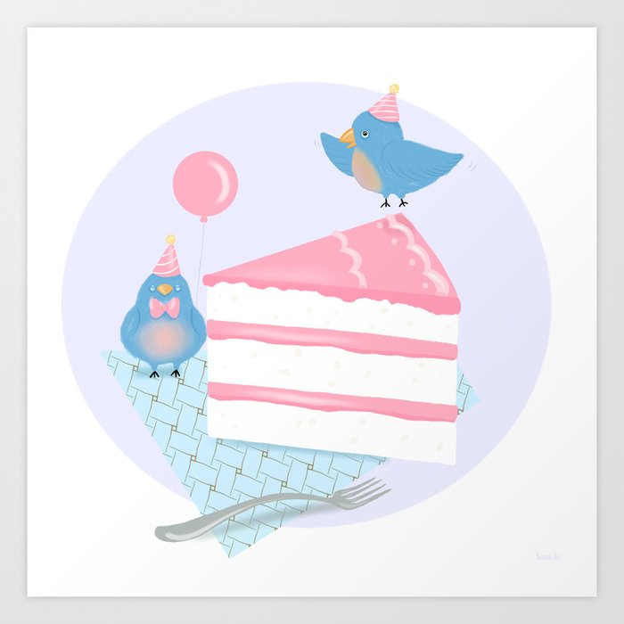 Bluebirds Love Birthday Cake Art Print By Sunnybunny Society6