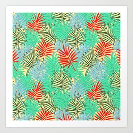 Tropical leaves Art Print | Digital, Graphicdesign, Colors, Pattern, Tropical, Leaves 