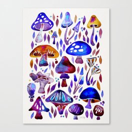 Mushroom Magic – Indigo Canvas Print