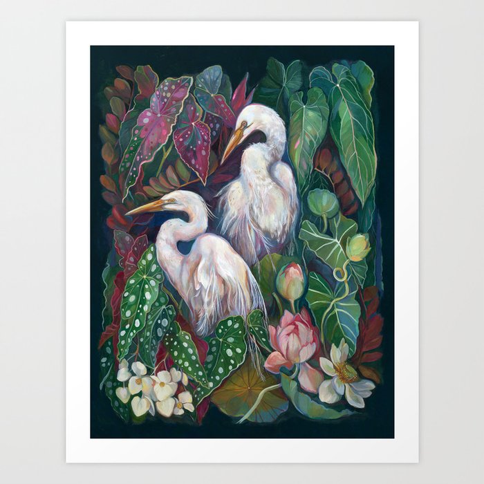 Begonia Egret  Art Print