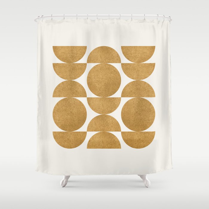Gold Retro Scandinavian - Mid Century Modern Shower Curtain