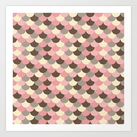 Strawberry Mouse Fish Scale Pattern Art Print