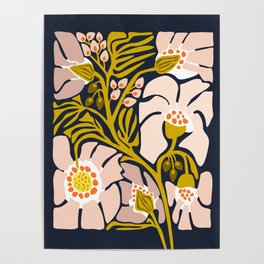 Backyard flower – modern floral illustration Poster