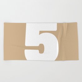 5 (White & Tan Number) Beach Towel