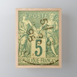 Greek Gods French stamp Framed Mini Art Print | 1877, Trade, 1800Vintage, France, Frenchstamp, Peace, Postagestamp, 1800S, Mercury, Minerva 