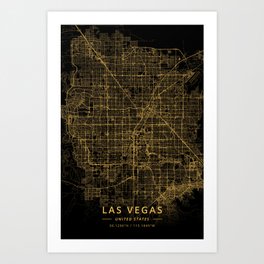 Las Vegas, United States - Gold Art Print