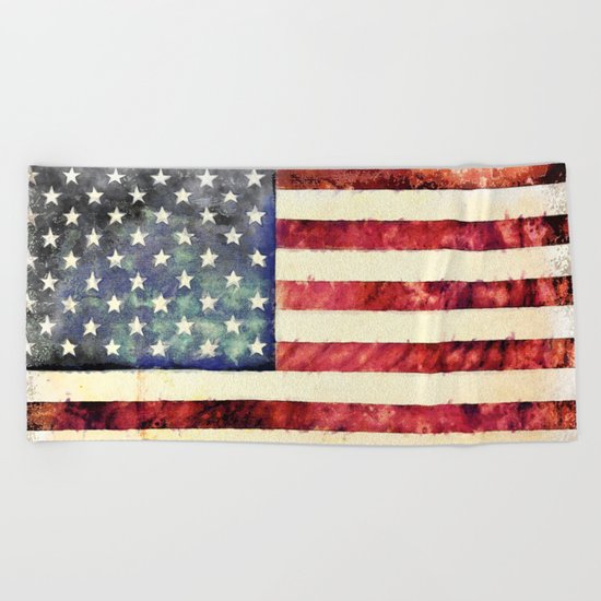 Vintage American Flag Beach Towel