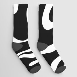 Liquid Swirl Abstract Pattern in Black and White Socks