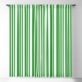 [ Thumbnail: Forest Green & Mint Cream Colored Pattern of Stripes Blackout Curtain ]