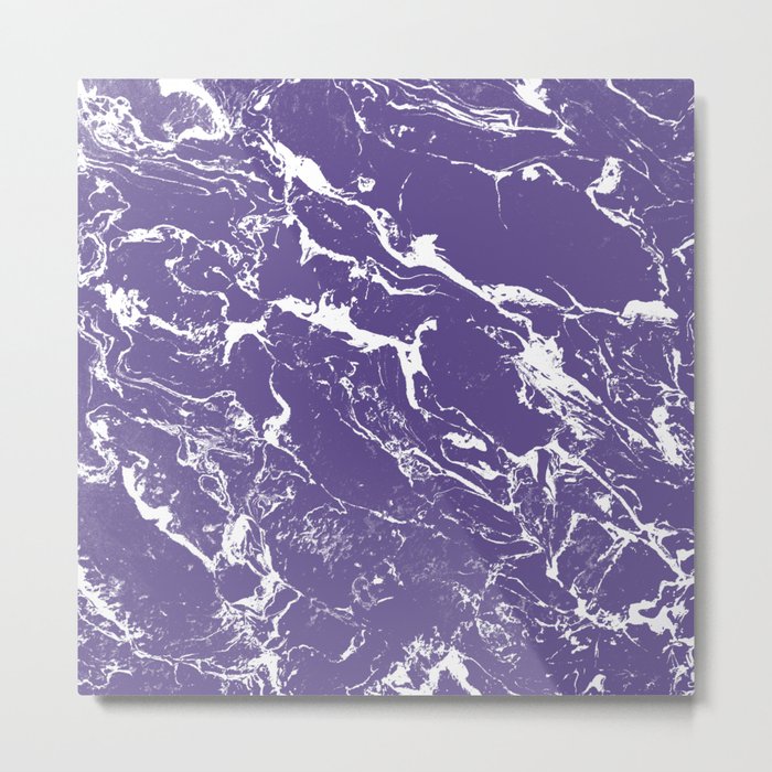 Modern trendy purple ultra violet  white marble  pattern Metal Print