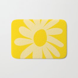 Summer Happy Bright Yellow Daisy Minimalist Scandinavian Style Bath Mat
