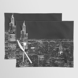New York City at Night | Black and White Photography Placemat
