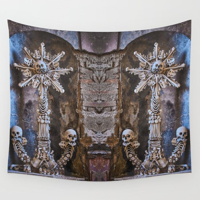 Sedlec Ossuary Monstrance Photo Art Skull Bone Church Wall Tapestry by Sedlec Ossuary Project Society6