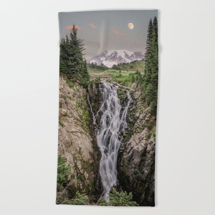 North Cascade Waterfall Beach Towel