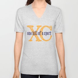 Purple & Gold XC: one hill of a course (cross country) V Neck T Shirt