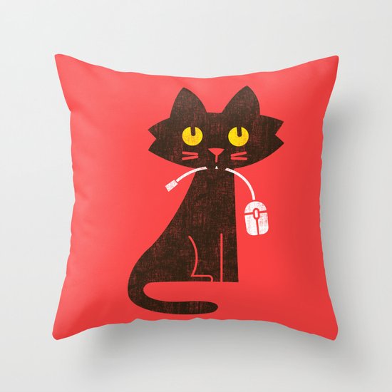 Fitz - Hungry hungry cat (and unfortunate mouse) Throw Pillow