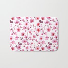 Cherry blossom flowers romantic spring pattern Bath Mat