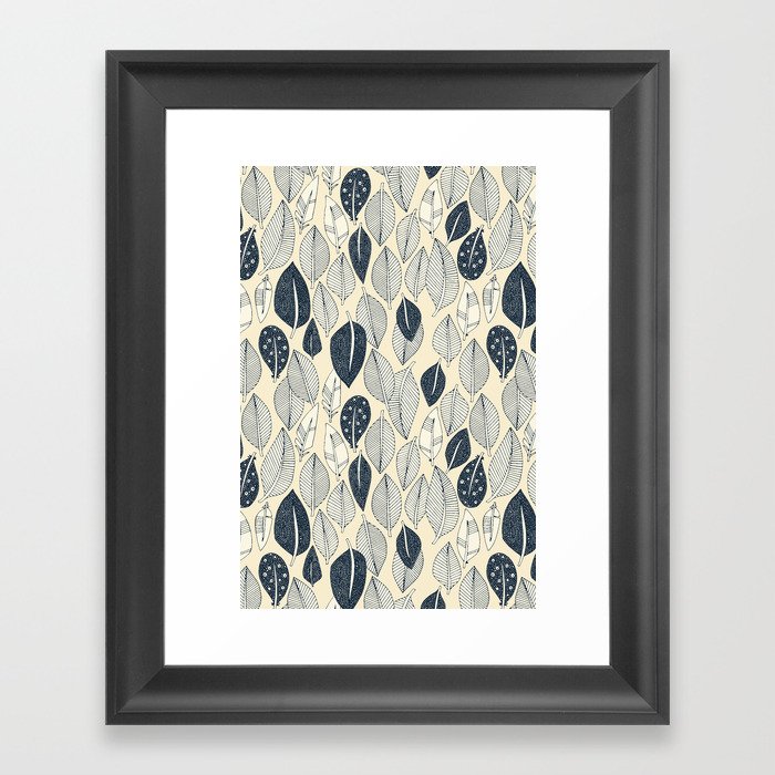 leaves and feathers cream Framed Art Print by Sharon Turner Society6