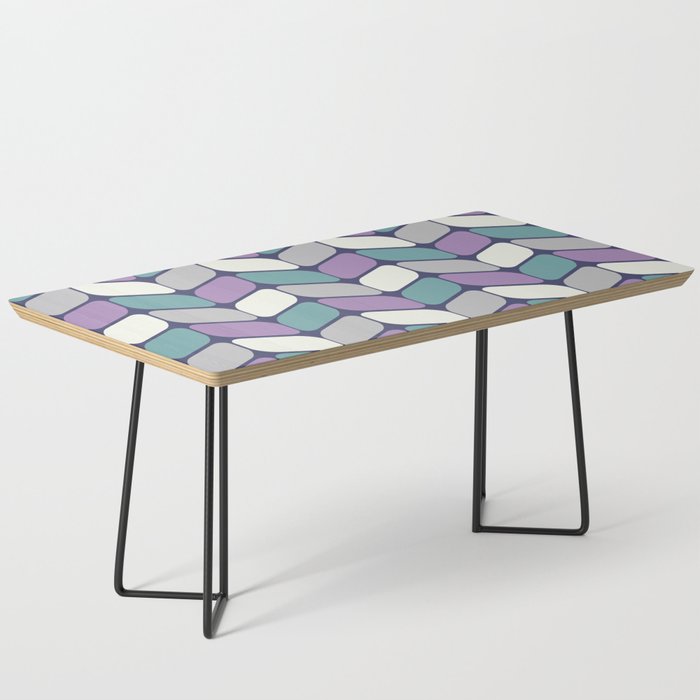 Vintage Diagonal Rectangles Gray Purple Turquoise Coffee Table