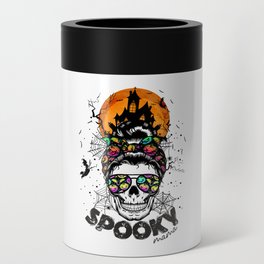 Halloween spooky mama female skull witch Can Cooler