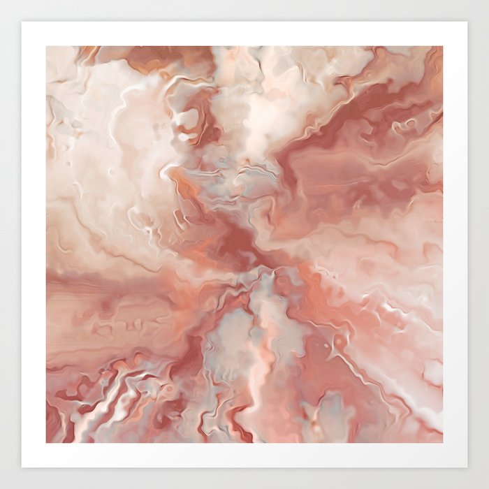 Abstract Watercolor Blush And Rosegold Marble Ink Prints Art Print By Meganmorrisart Society6