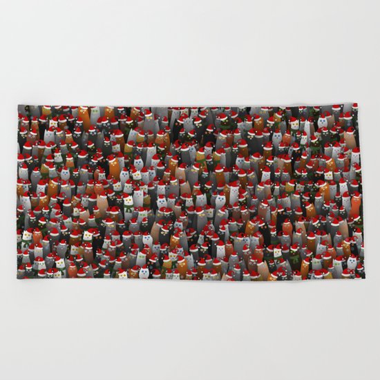 Christmas cats Beach Towel