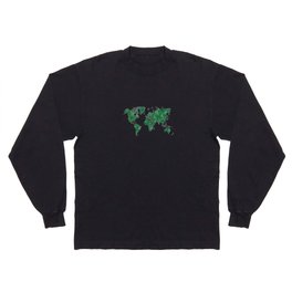 world map in watercolor-green color Long Sleeve T-shirt