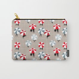 On a rainy day pattern Carry-All Pouch | Birdseyeview, People, Digital, Viewfromabove, Graphicdesign, Man, Umbrella, Day, Overhead, Couple 