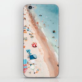 Aerial Ocean Beach Print, Pastel Beach Print, Summer Vibes, Aerial Beach People Umbrellas Print, Beach Photography, Sea Waves Art Print iPhone Skin