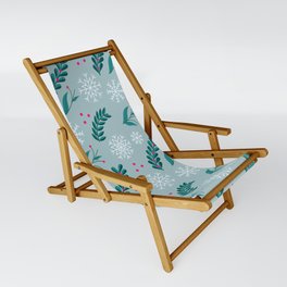 Christmas Pattern Turquoise Floral Pine Mistletoe Sling Chair