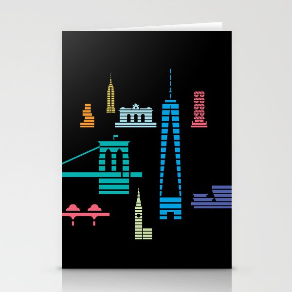New York Skyline One WTC Poster Black Stationery Cards
