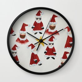 Holiday Santa Gnomes Wall Clock