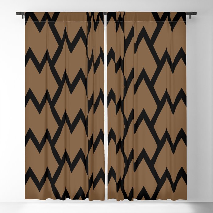 Brown and Black Tessellation Line Pattern 18 - Sherwin Williams 2022 Color Uber Umber SW 9107 Blackout Curtain