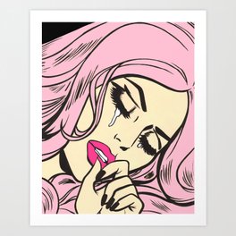 Pastel Pink Sad Girl Art Print