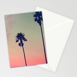 Pink Sunset, Palm Tree Silhouette Encinitas, California - Surfer Stationery Cards
