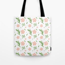 Pink flowers and greens Tote Bag
