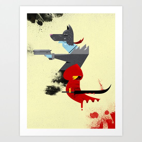 Red Hood & The Badass Wolf Redux Art Print
