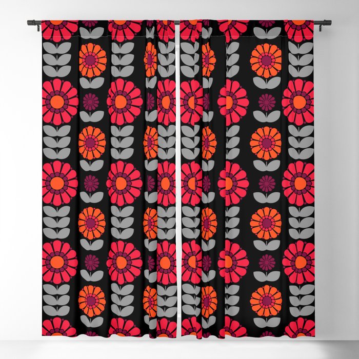 60s Style Retro Modern Flowers Pattern Blackout Curtain
