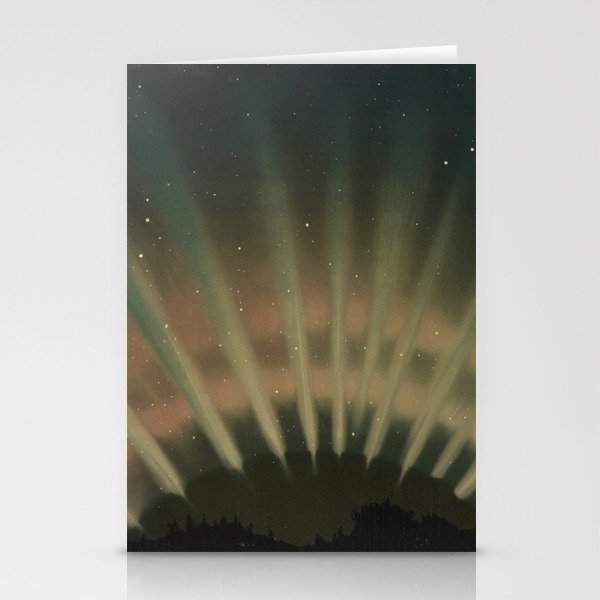 Vintage Aurora Borealis northern lights poster in earth tones Stationery Cards